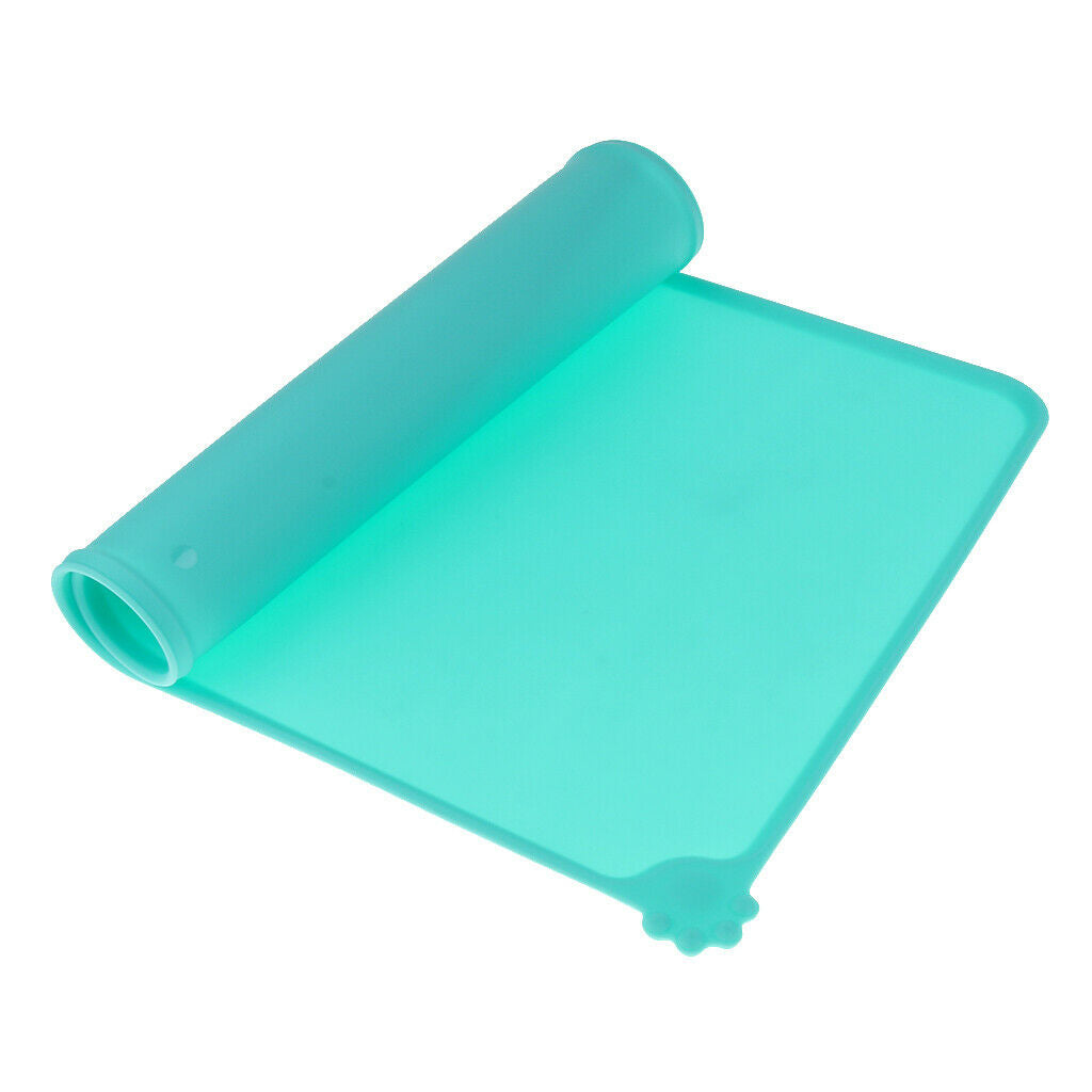 Pet Dog Feeding Mat Rectangle Silicone Dish Bowl Food Water Placemat  Green