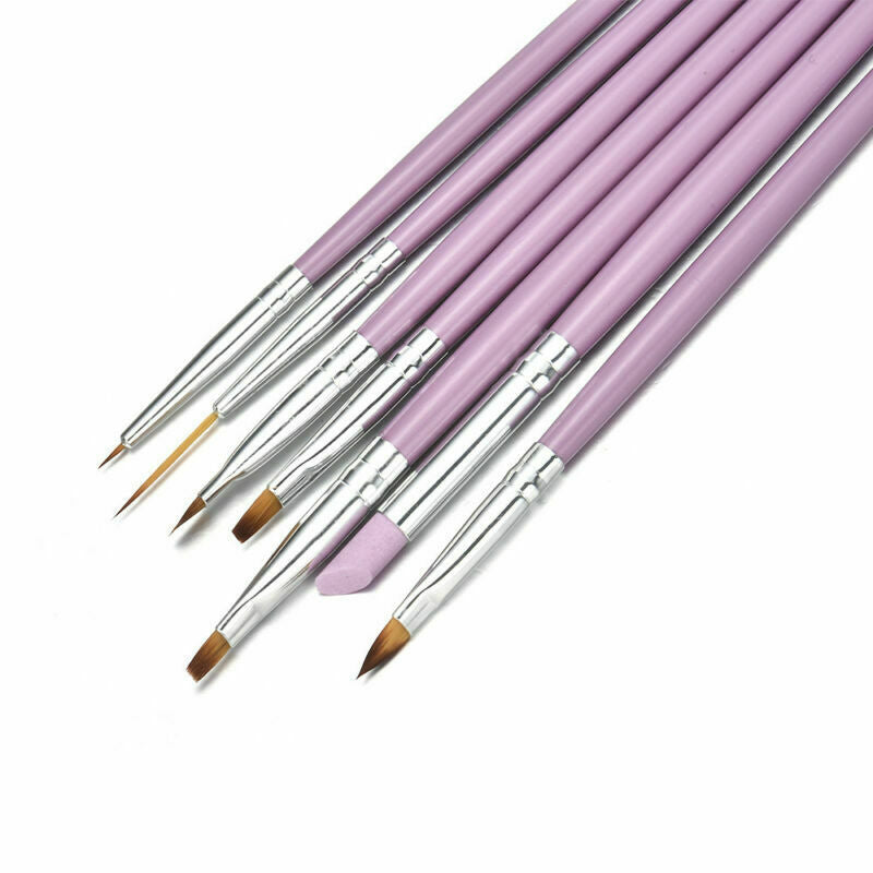 7pcs/set UV Gel Nail Art Brush Polish Painting Pen Kit For Salon Manicure DIY US