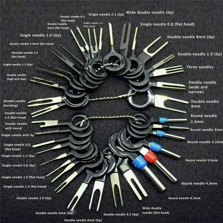 36pcs Pin Ejector Wire Kit Extractor Auto Terminal Removal Connector Puller Tool
