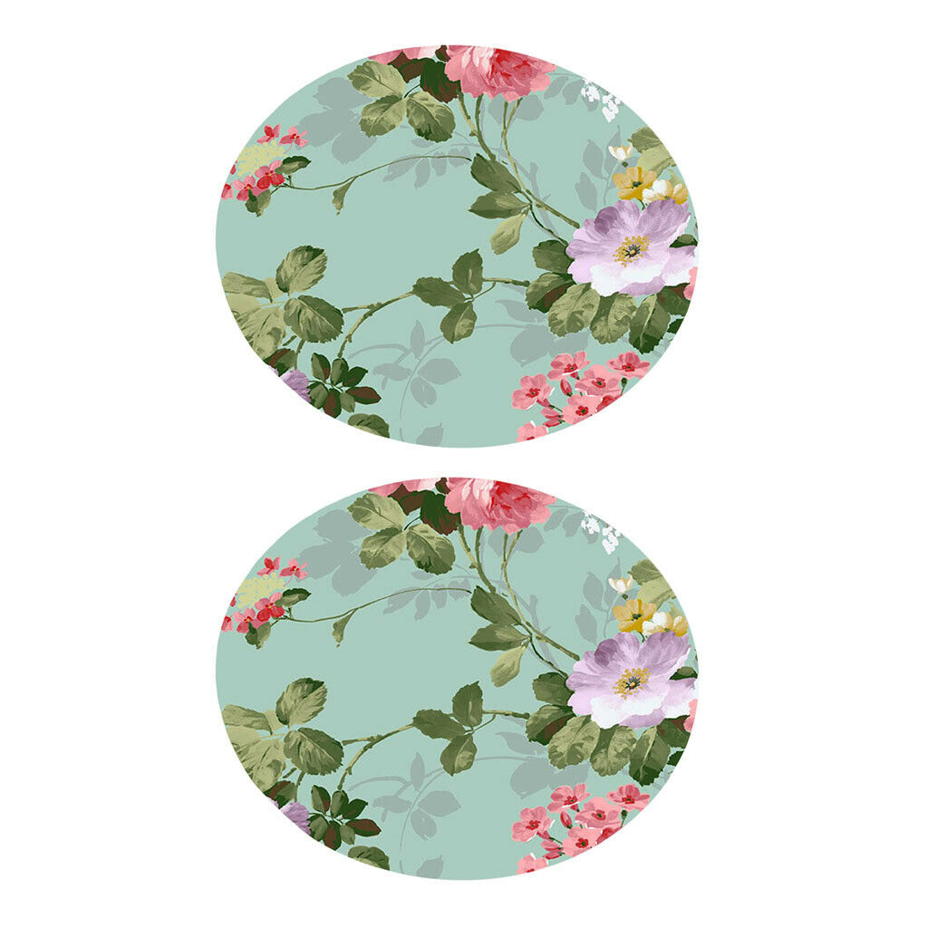 2pcs Polyester Table Cover Kitchen Elastic Edged Tablecloth Floral Pattern