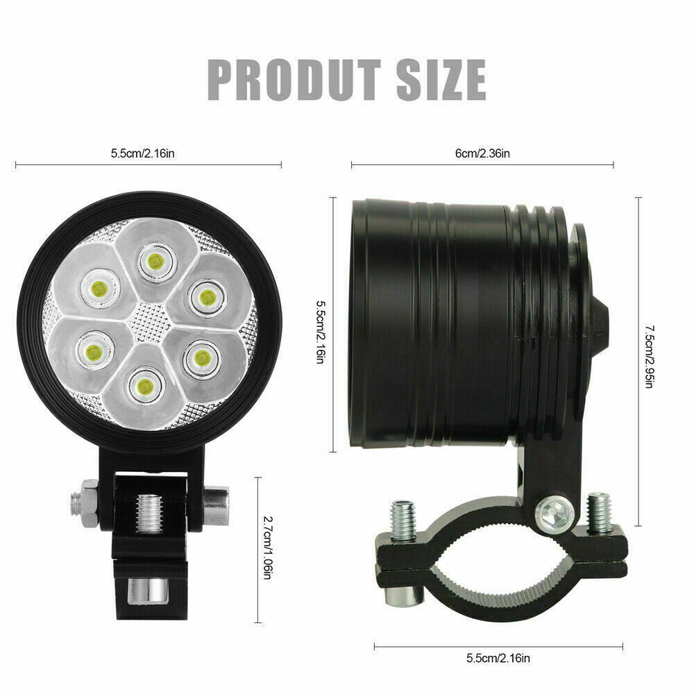 Waterproof Motorcycle Spotlight Fog Light Headlight LED Front Universal Black