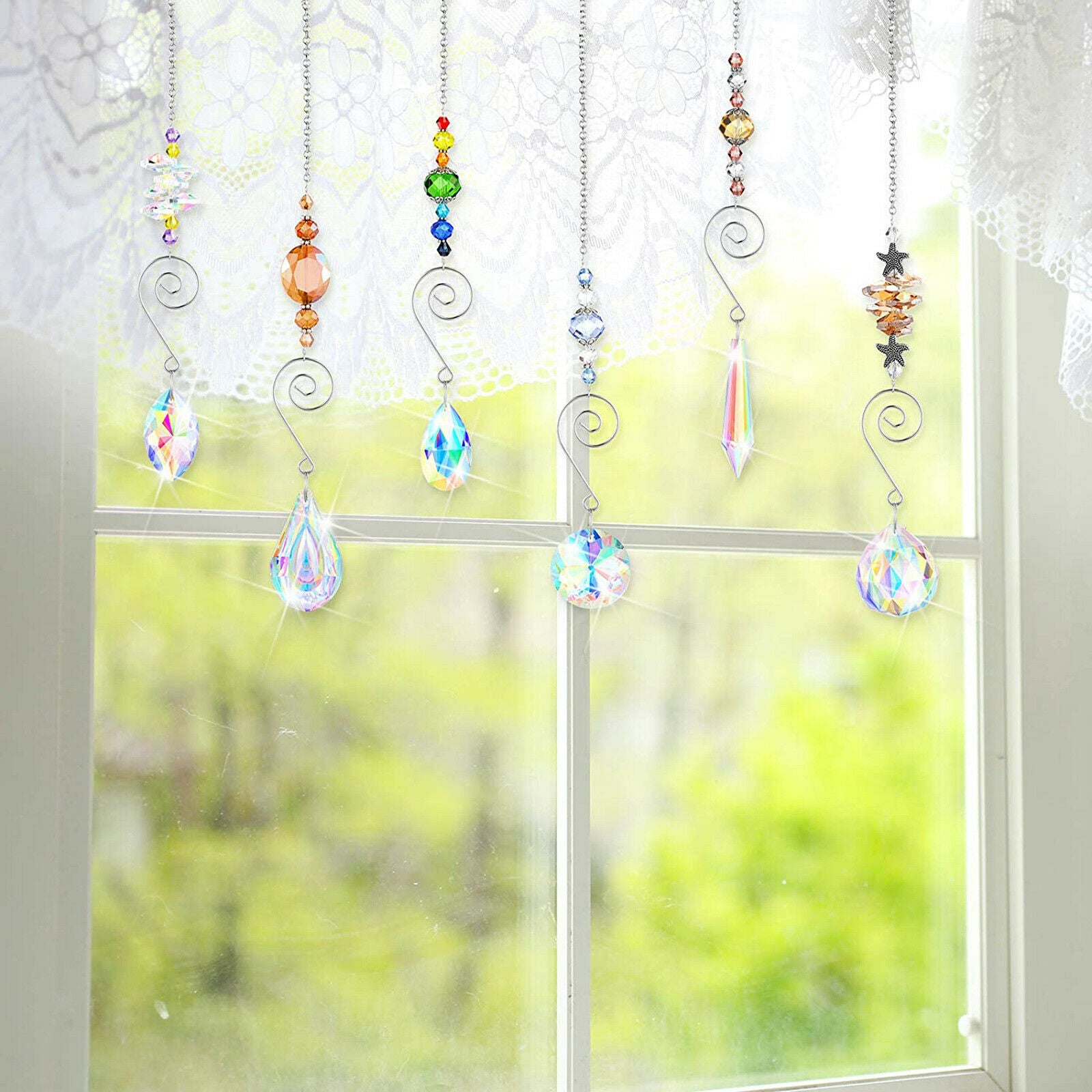 Set of 9 Crystals Sun Catchers for Wall Home Plants Cars Christmas