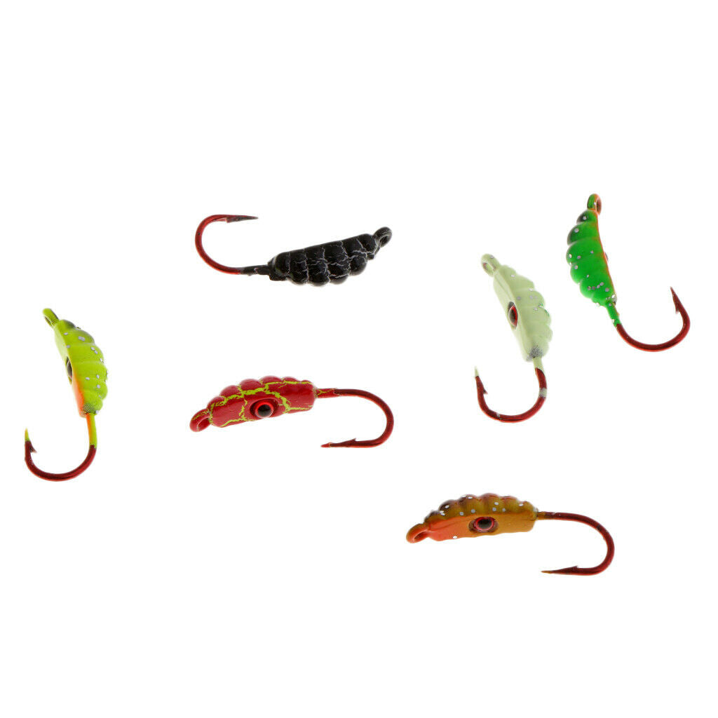 6Pcs/Set Winter Ice Fishing Hook Lure Lead Jig Head Hooks Baits Crank Hooks
