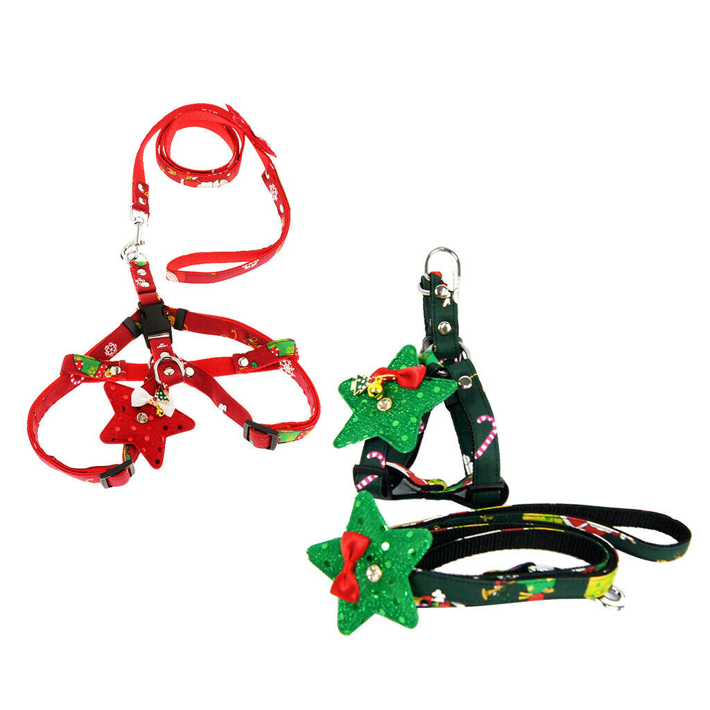 Christmas Dog Traction Pet Triangle Chest Strap Set Outdoor Walking Red