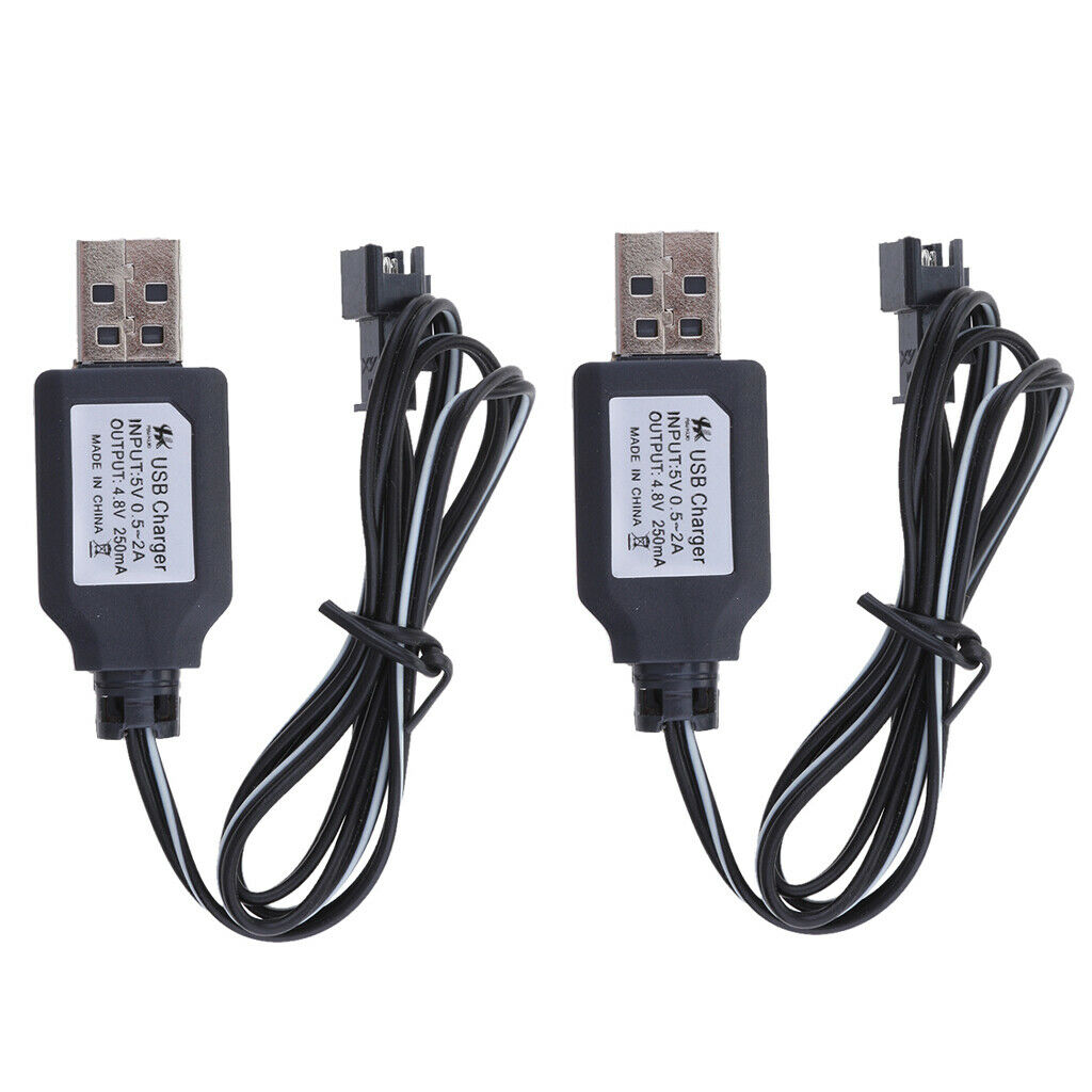 2Pcs 4.8V 250mA USB Charger Charging Cable SM Plug Adapter for Toys Car