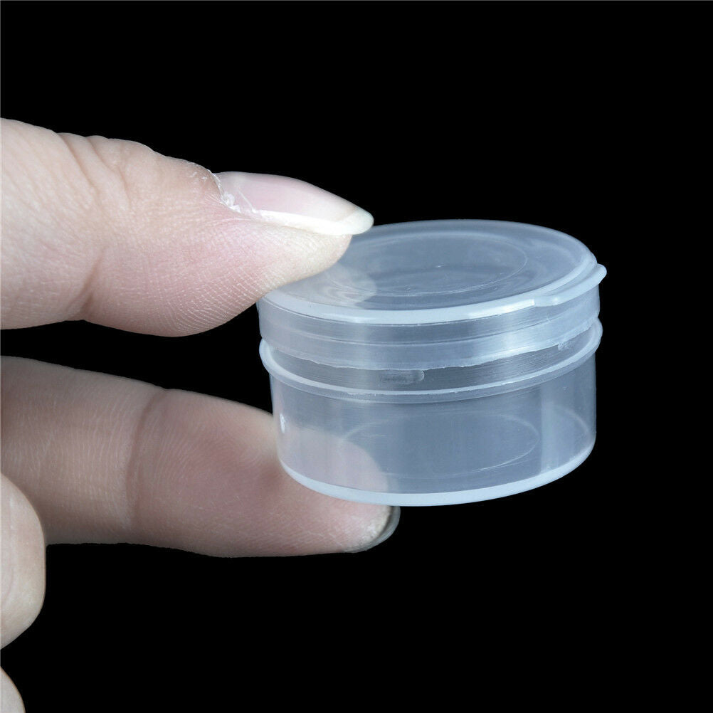 10x Round Plastic Storage Box Transparent Small Tablet & Capsule Packin.l8