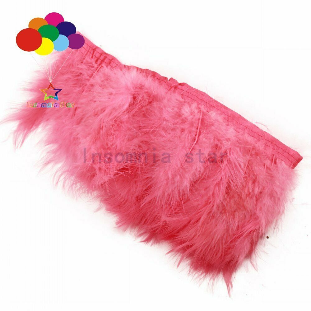 Watermelon red 2 Meter 6-7 INCH fluffy Marabou feather Trim Height Ribbon
