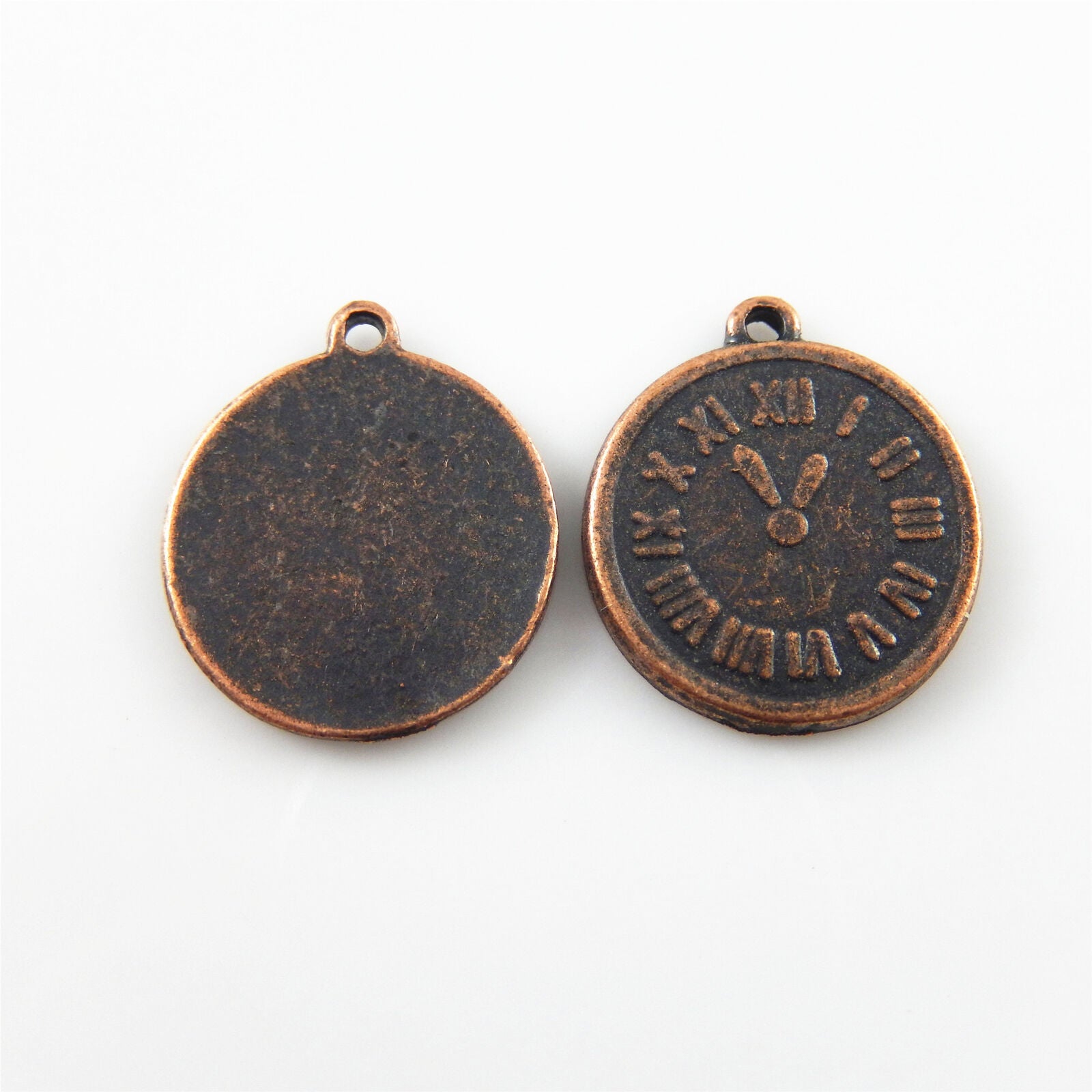 25 pcs Copper Red Color Clock Shaped Pendant Charm 11mm Jewelry Accessories DIY