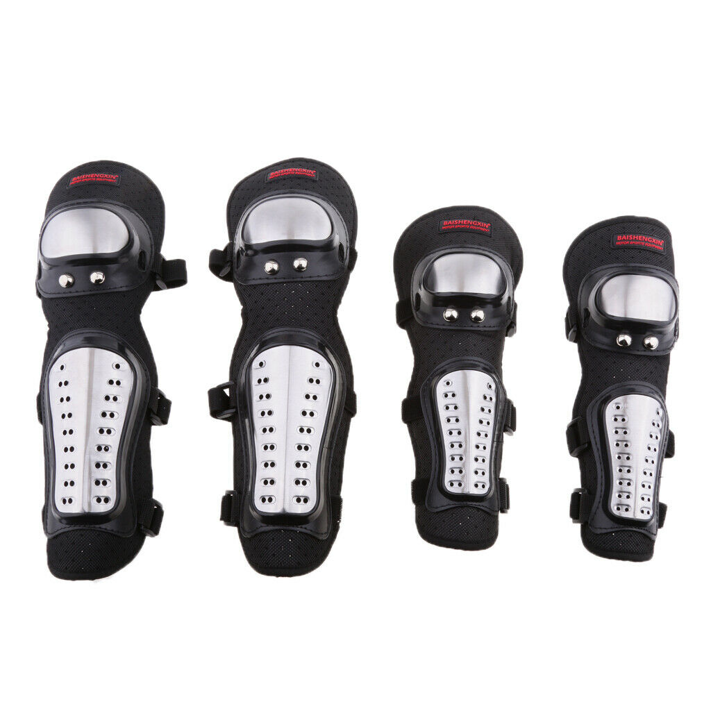 Alloy Steel Motorcycle ATV Motocross Elbow Knee Shin Guard Pads Protector