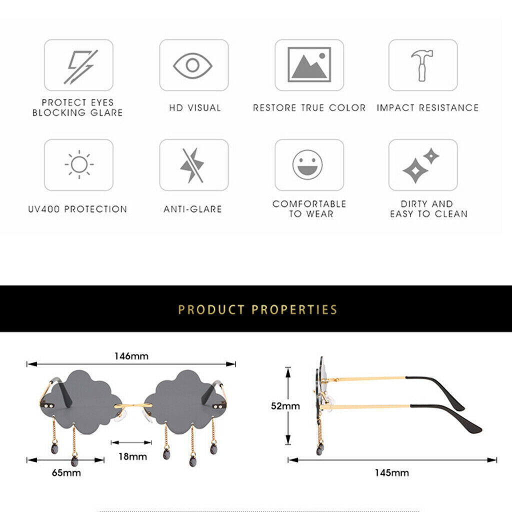 6PCS Fashion Punk Cloud Sunglasses Clear Lens Sun Glasses Rave Eyewear