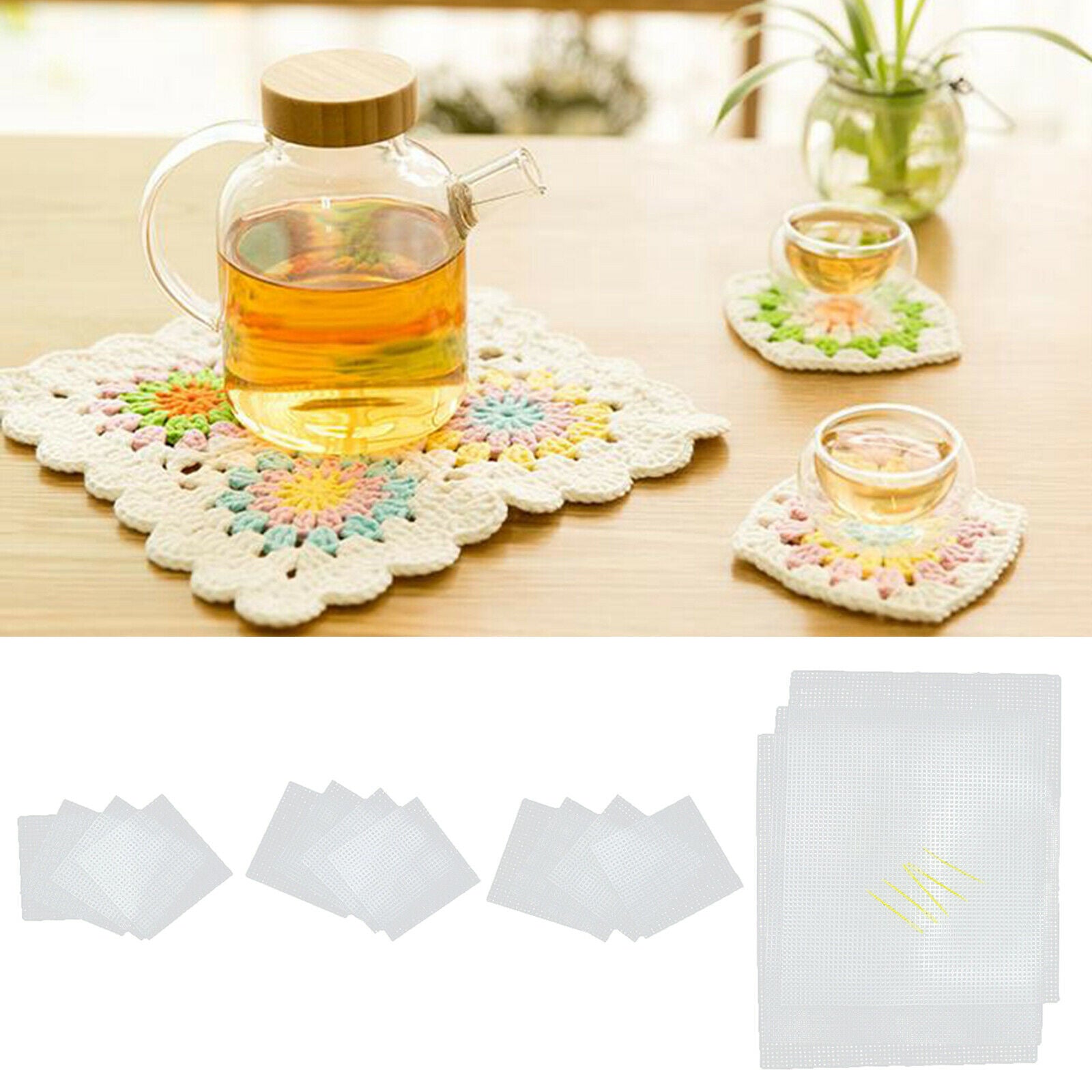 20Pcs Square Rectangle Plastic Canvas Sheets Kit for Embroidery Cross Stitch