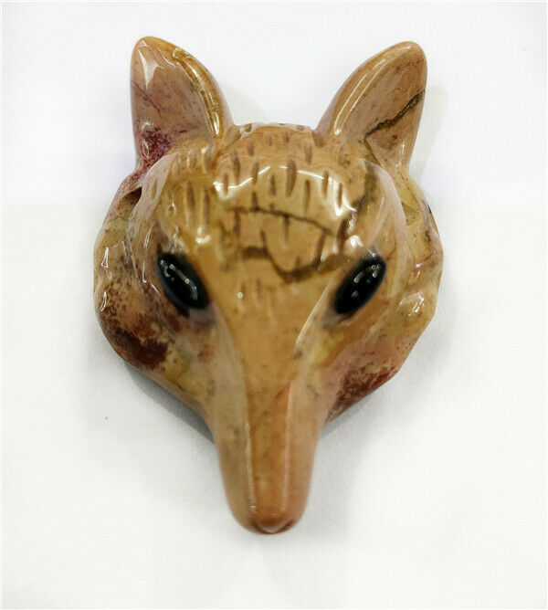 1Pc 30x24x15mm Natural Mookaite Gem Carved Fox Head Healing Crystal Pendant HH33