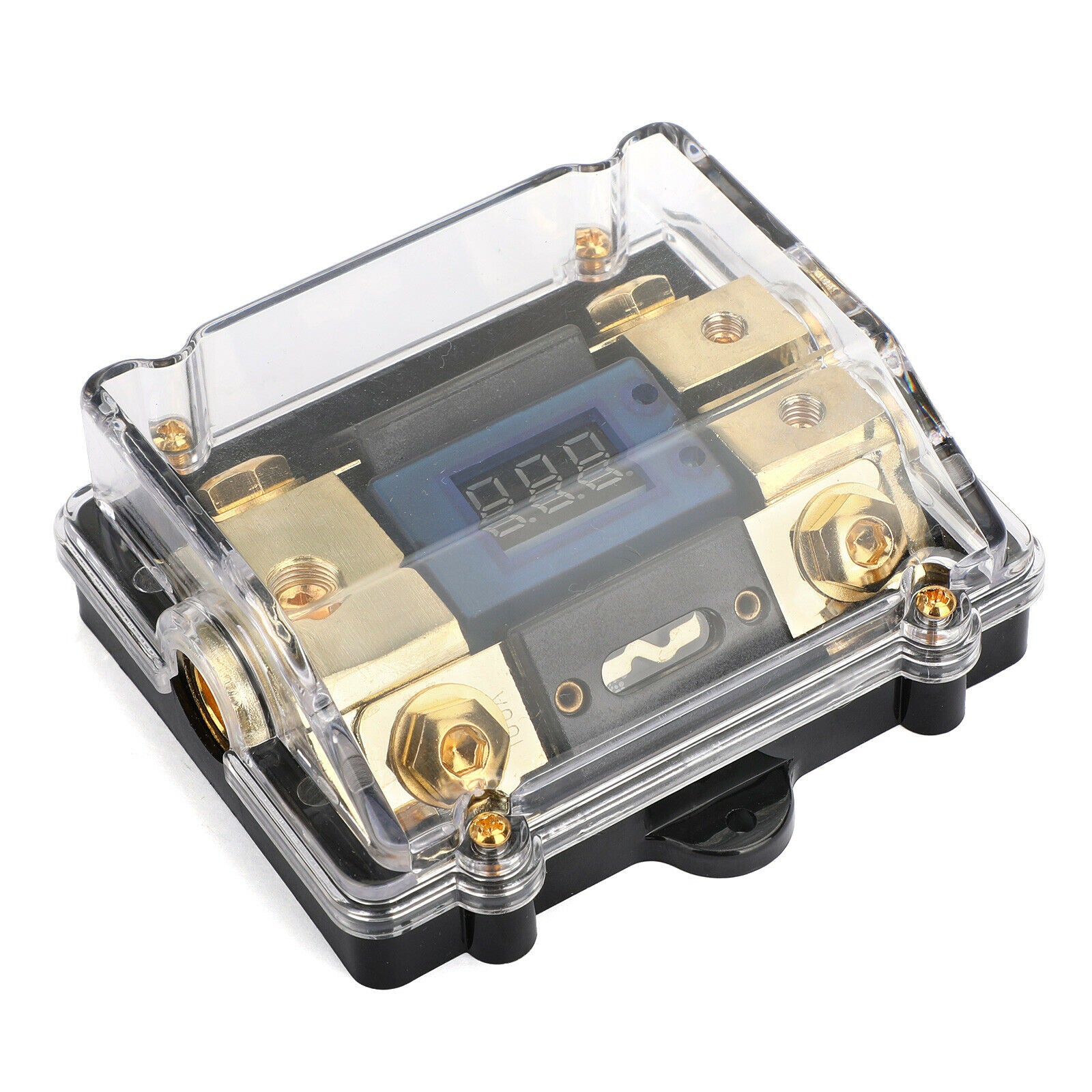 LED-Display 1x0 IN 2x4GA OUT Distribution Block Fuse Holder for Car Audio Marine