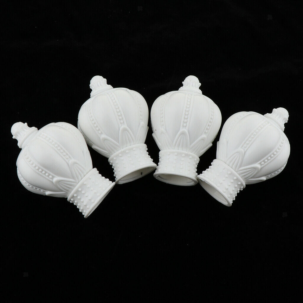 4Pcs Decorative Window Curtain Pole Rod End Cap Final Head 28mm White_2