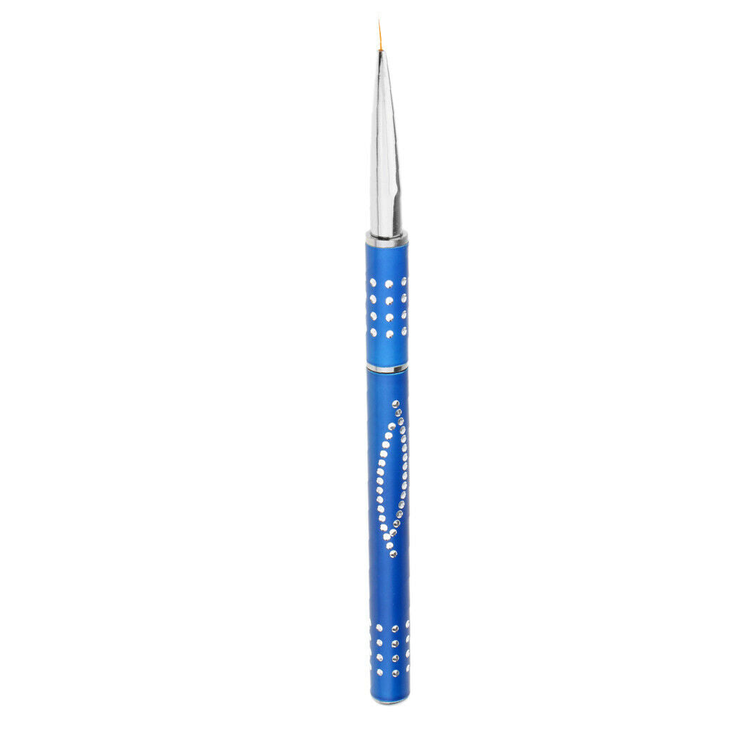 Nail Art Liner Brush Pen Painting Carving Flower Diamond Alloy Handle Blue
