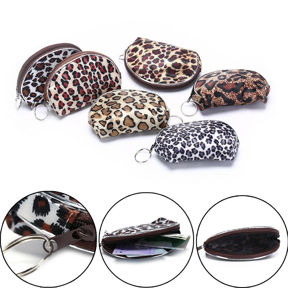 2Pcs Women Leopard Mini Wallet Card Holder Zip Coin Purse Clutch Handba  DDBDAU