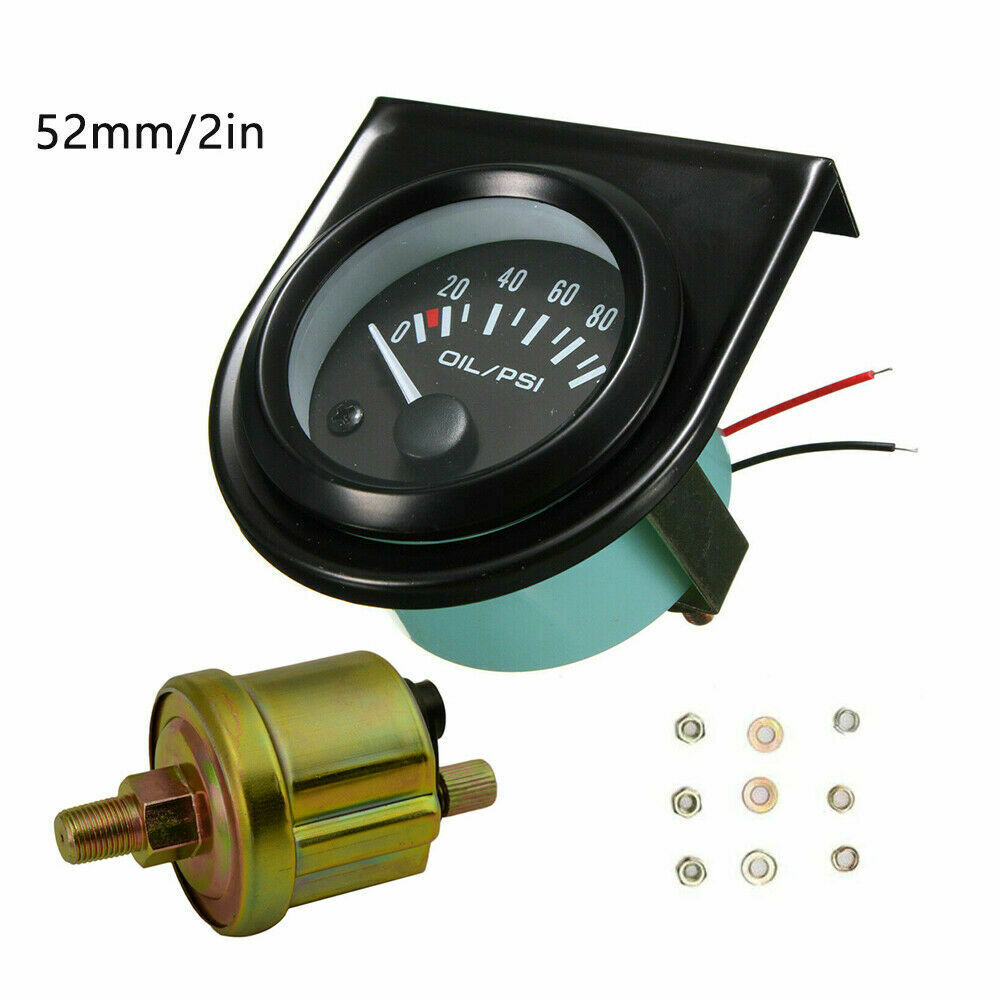 2'' 52mm LED Pointer 0~100 PSI Oil Pressure Gauge Fuel Press Meter with Sensor