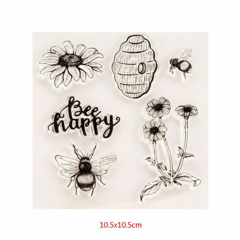 Happy Bee Flower Silicone Clear Stamp Seal DIY Scrapbook Photo Album Paper Card