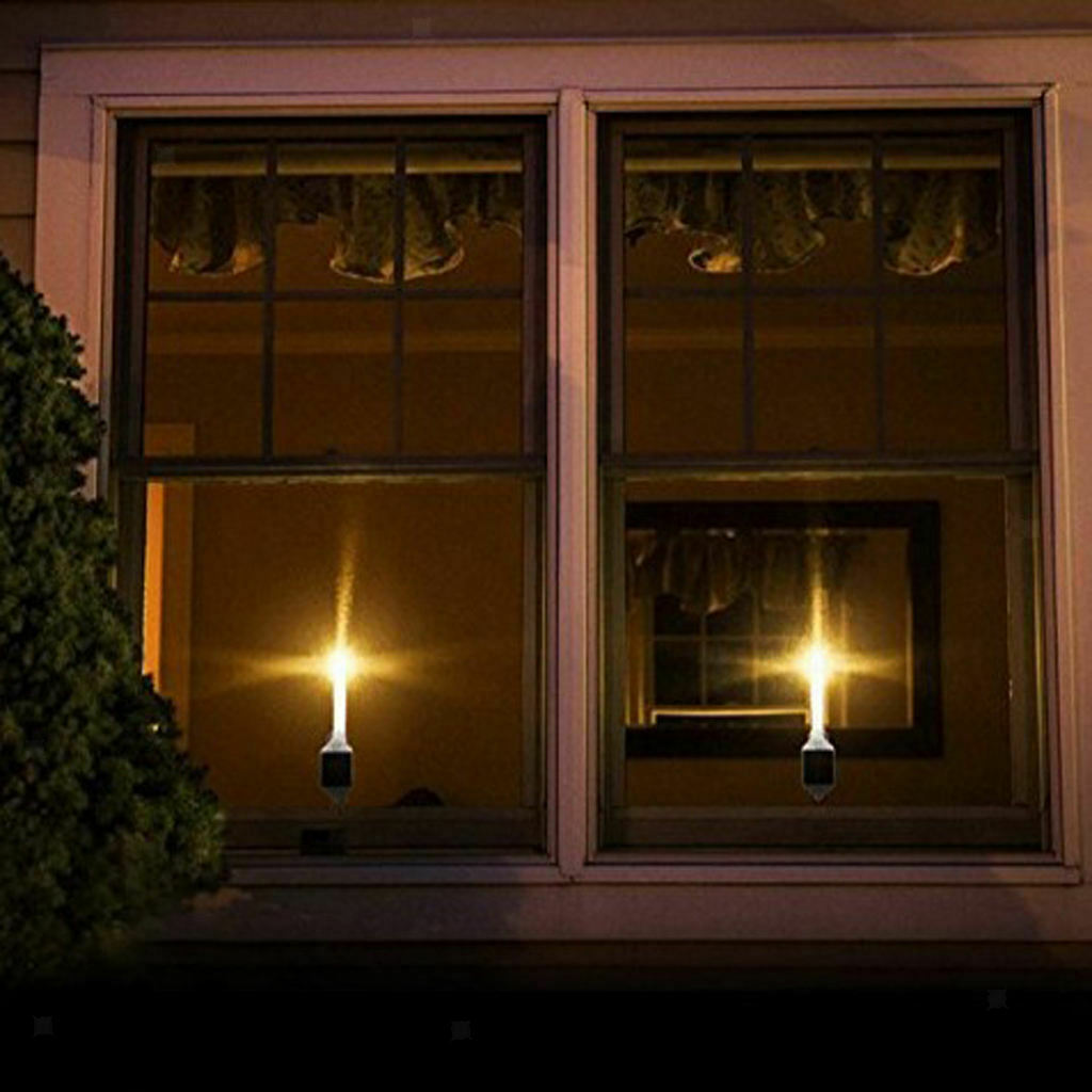 2x 2Pcs LED Solar Window Candle Wall Light Indoor Romantic Decor Ornaments