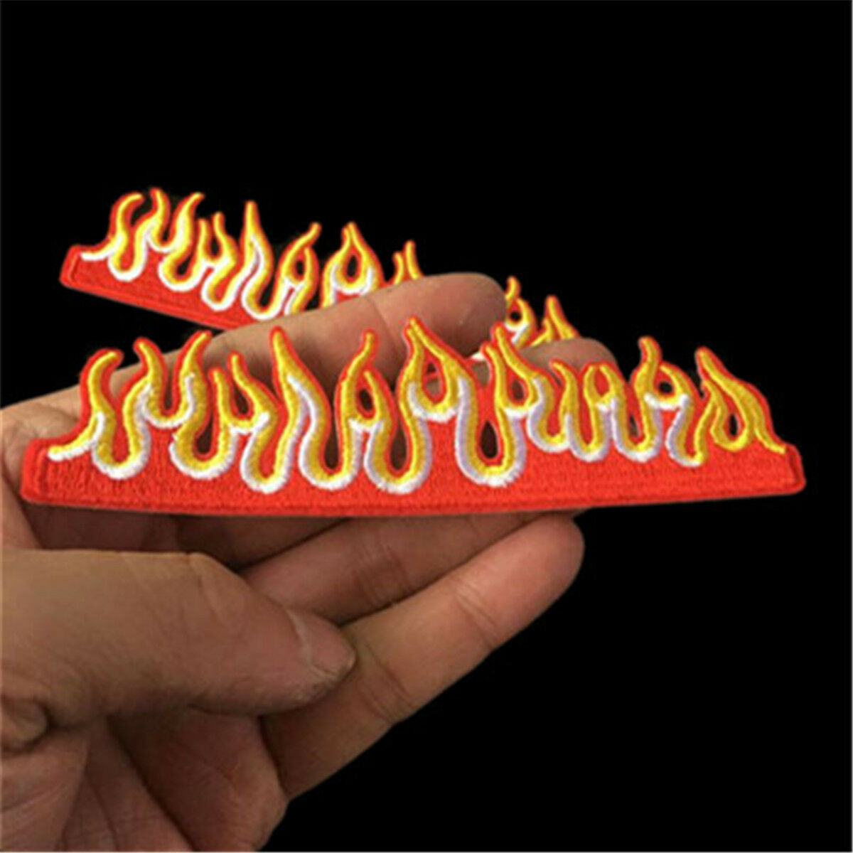 Flames Fire Embroidery Sew On Iron On Patch Badge Jeans Fabric Applique Craft