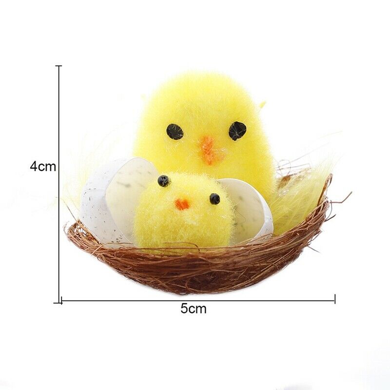 12Pcs Mini Chenille Chick Easter Day Gift Velvet Chicks Yellow Artificial ChM7N2