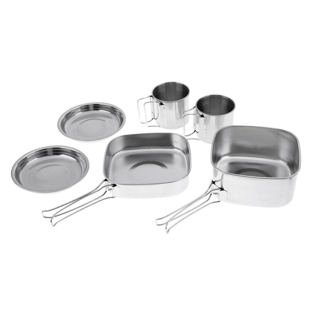 6 piece camping cookware pot and pan set for hiking outdoors