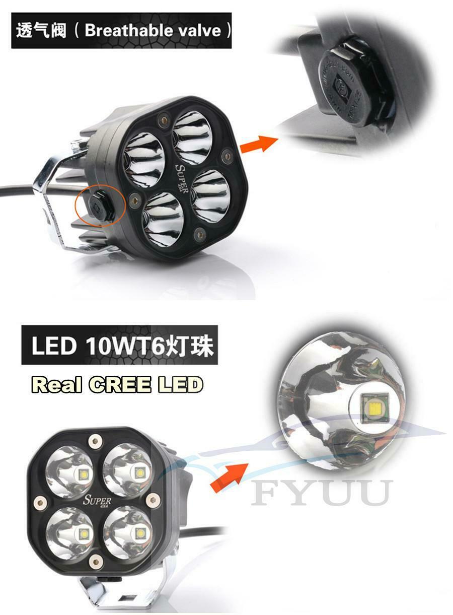 3 Inch 40W Motorcycle Auxiliary Spot light White Work LightT6 LED 8000LM 6500K