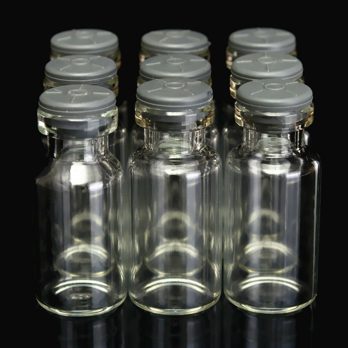 10pcs 2ml Small Empty Sample Vials Clear Glass Bottles With Butyl Rubber Stopper