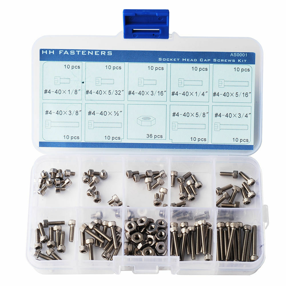 126pcs  Stainless Steel  Hex Socket Cap Head Screws Bolts Nut Tools Kit