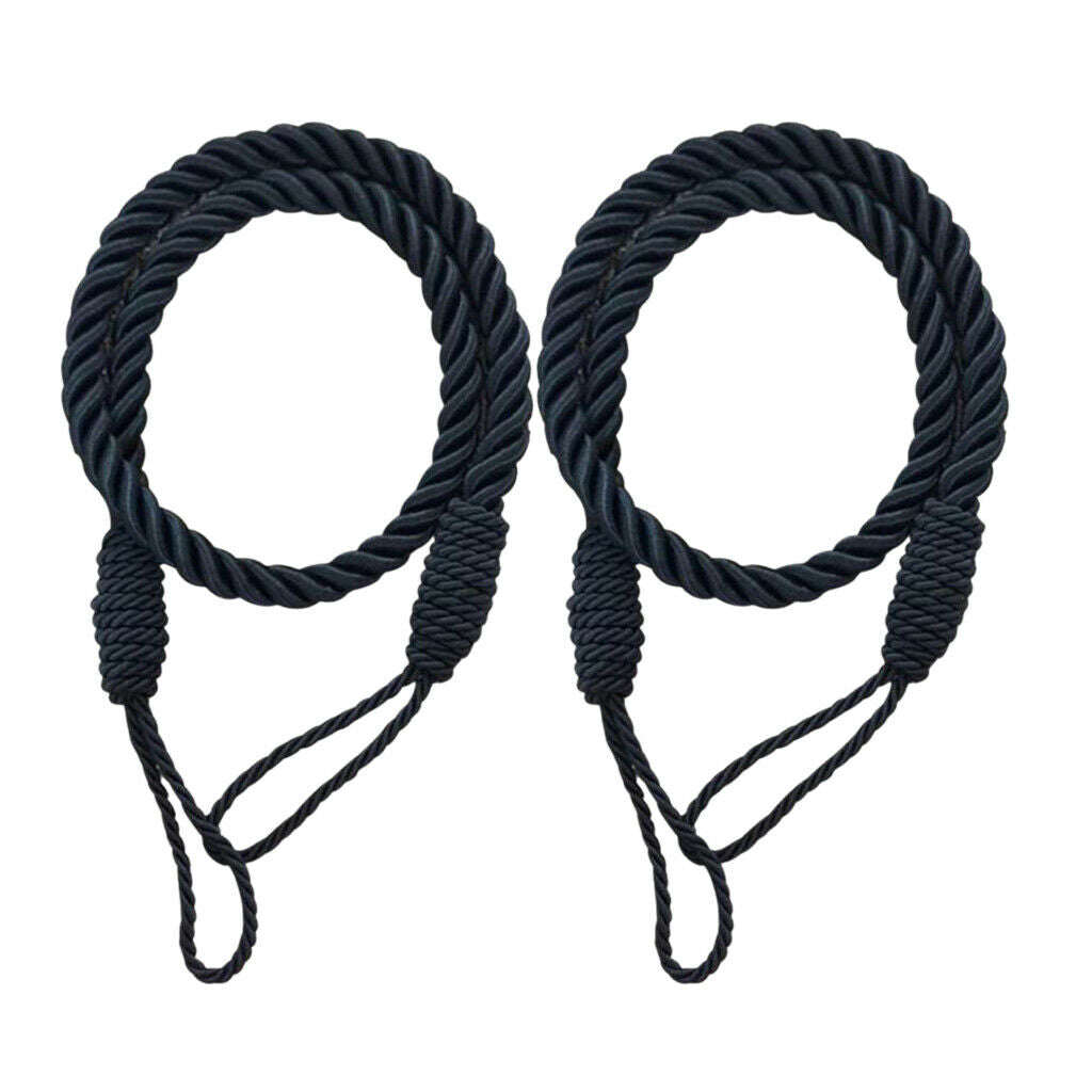 4pcs Curtain Tie Backs Tassel Twisted Rope Tie-backs Living Room Black