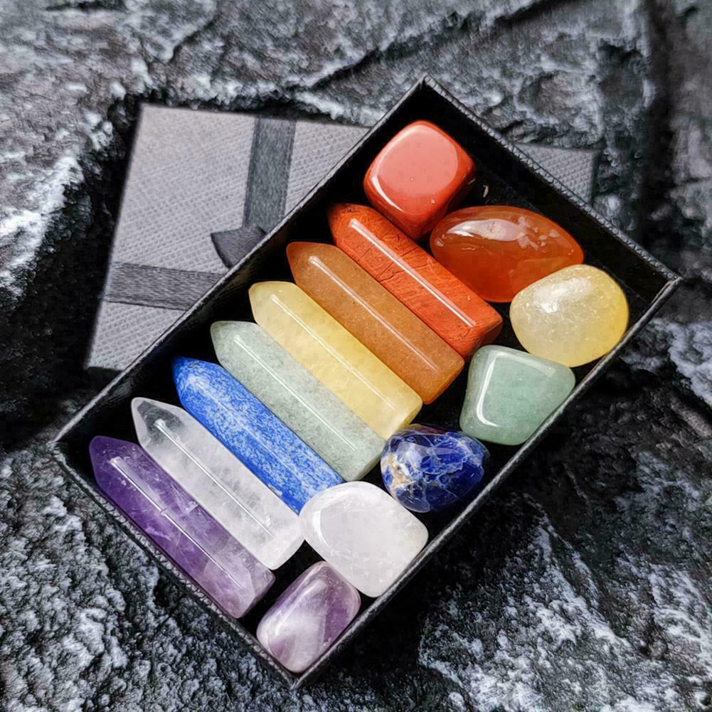 14PCS Natural Obelisk Quartz Crystals Double Point Reiki Mineral Specimen gifts