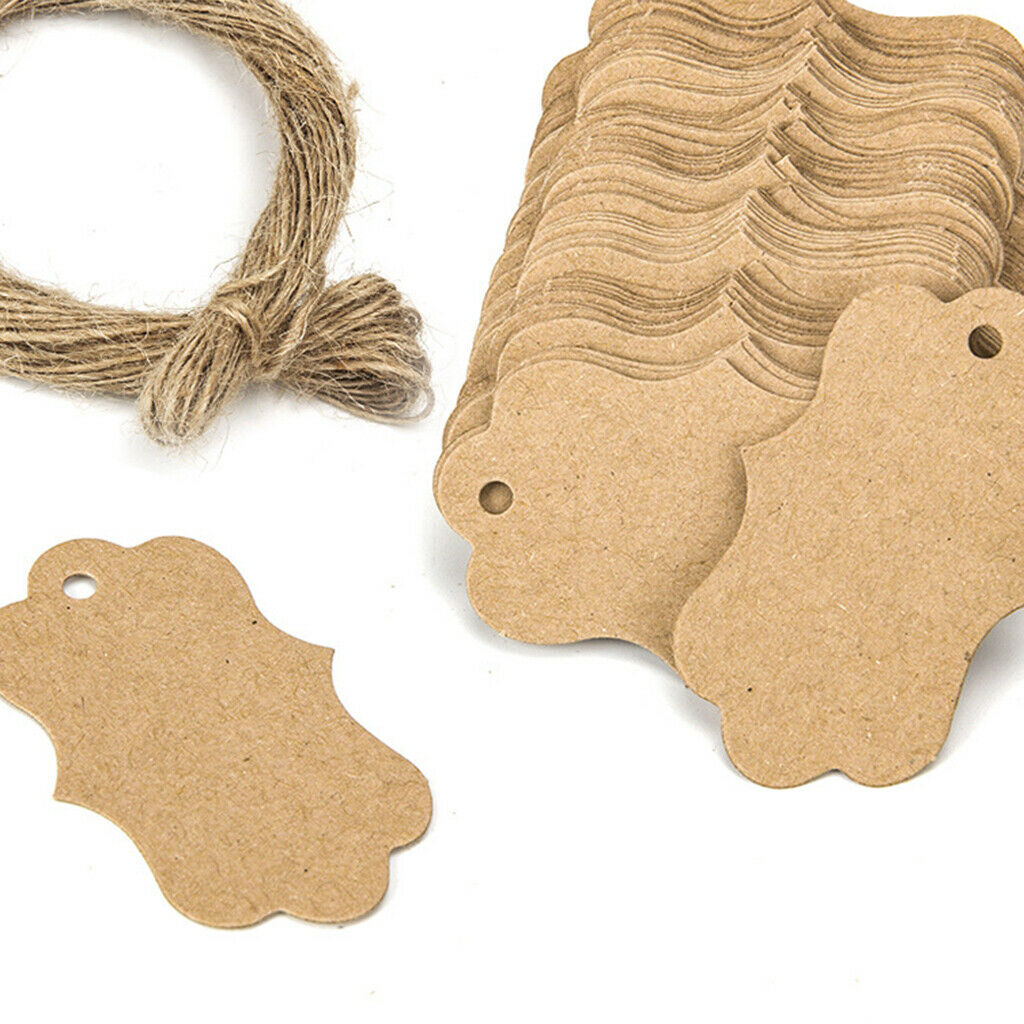 100x Floral Kraft Paper  Tags Party Favor Tag