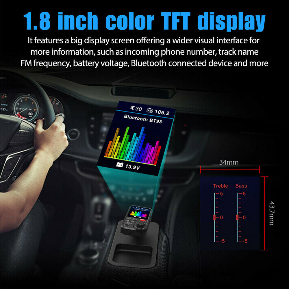 Blutooth Car FM Transmitter MP3 Player Hands free Radio Adapter 2 USB Charger