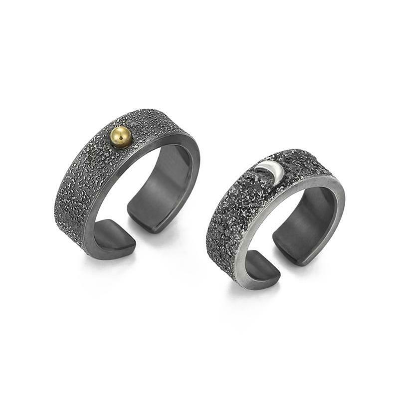 Simple Moon Sun Couple Rings for Lover's Fashionable Wedding Anniversary Gift