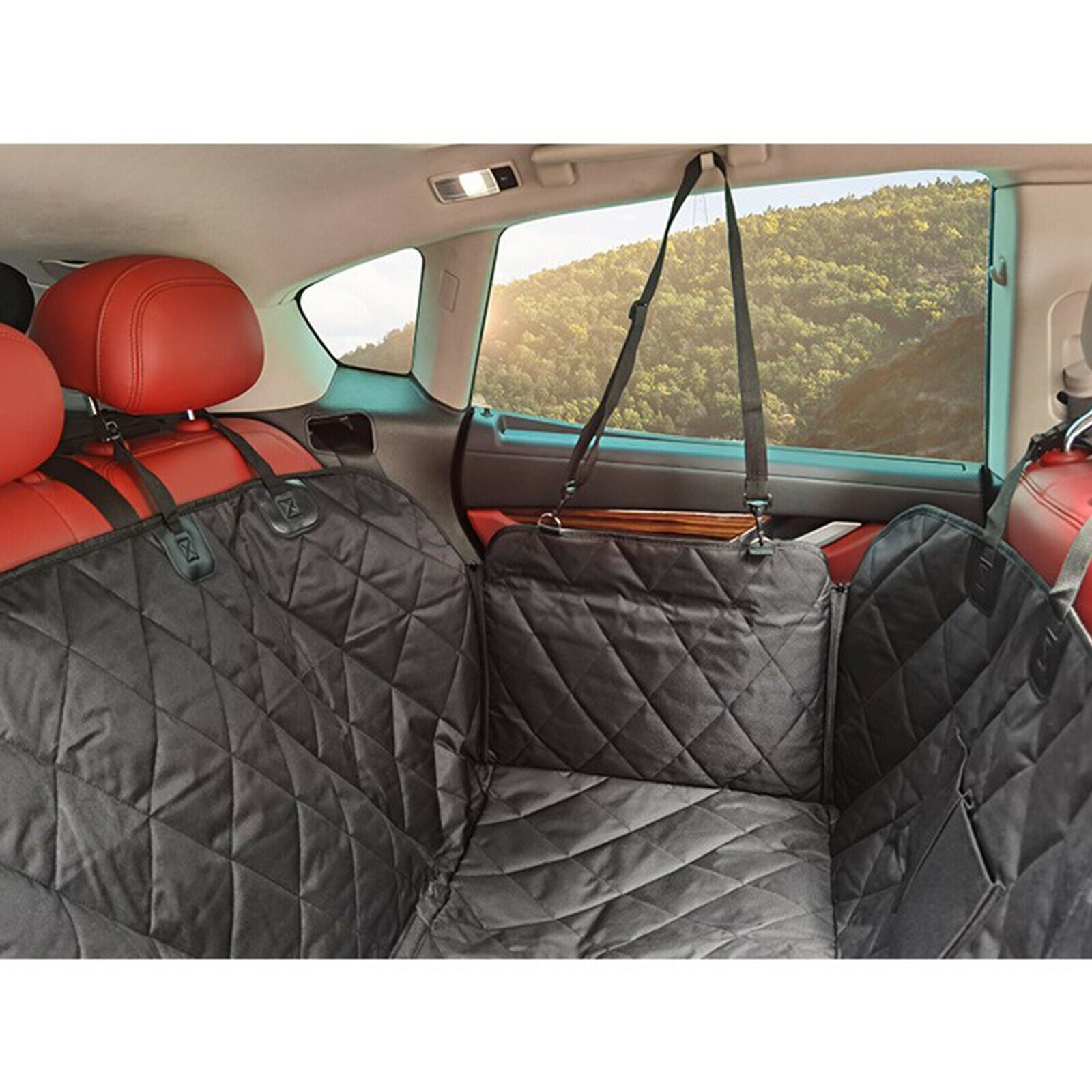 Premium Dog Car Seat Cover with Side Flaps Hammock Travel Van Truck Mat