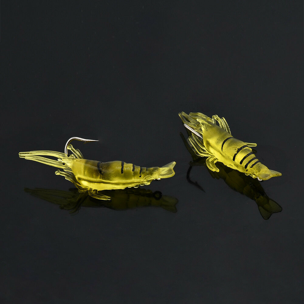5PCS Soft Lures Bait Shrimp Fishing Simulation Prawn Saltwater Hooks Fish New