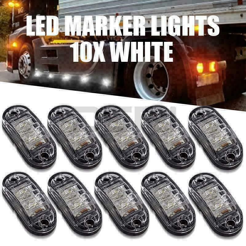 10PC White 12V 24V LED Side Truck Bus Trailer Clearance Marker Indicator Light