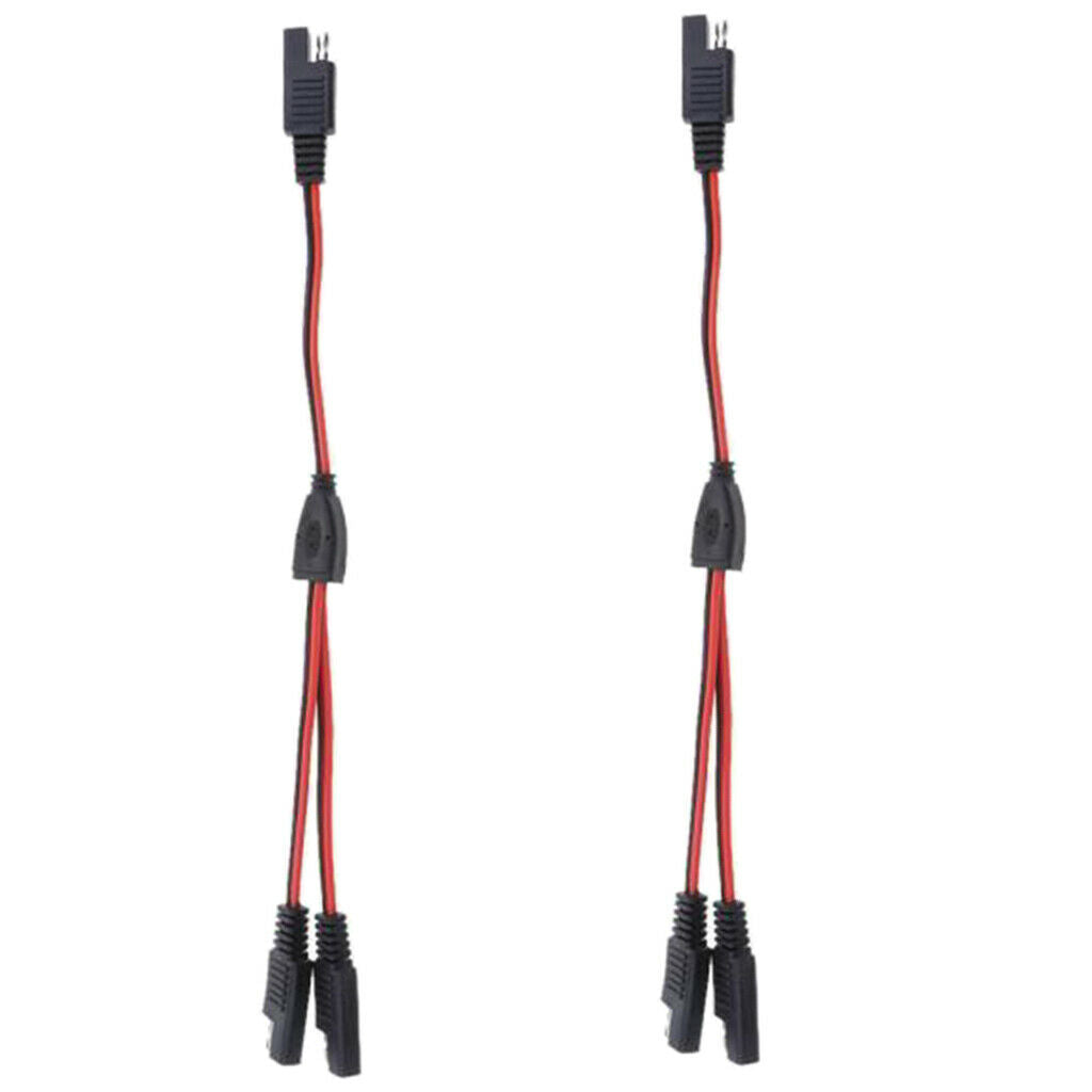 2Pcs Solar Battery Adapter Cables 18AWG 3 Way SAE Extension Y Splitter Cord
