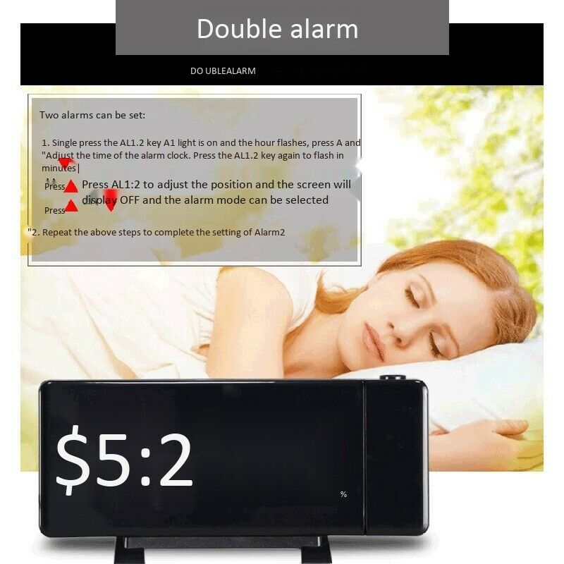 Multifunctional Alarm Clock Electronic Projection Clock Home Bedroom Creative H3