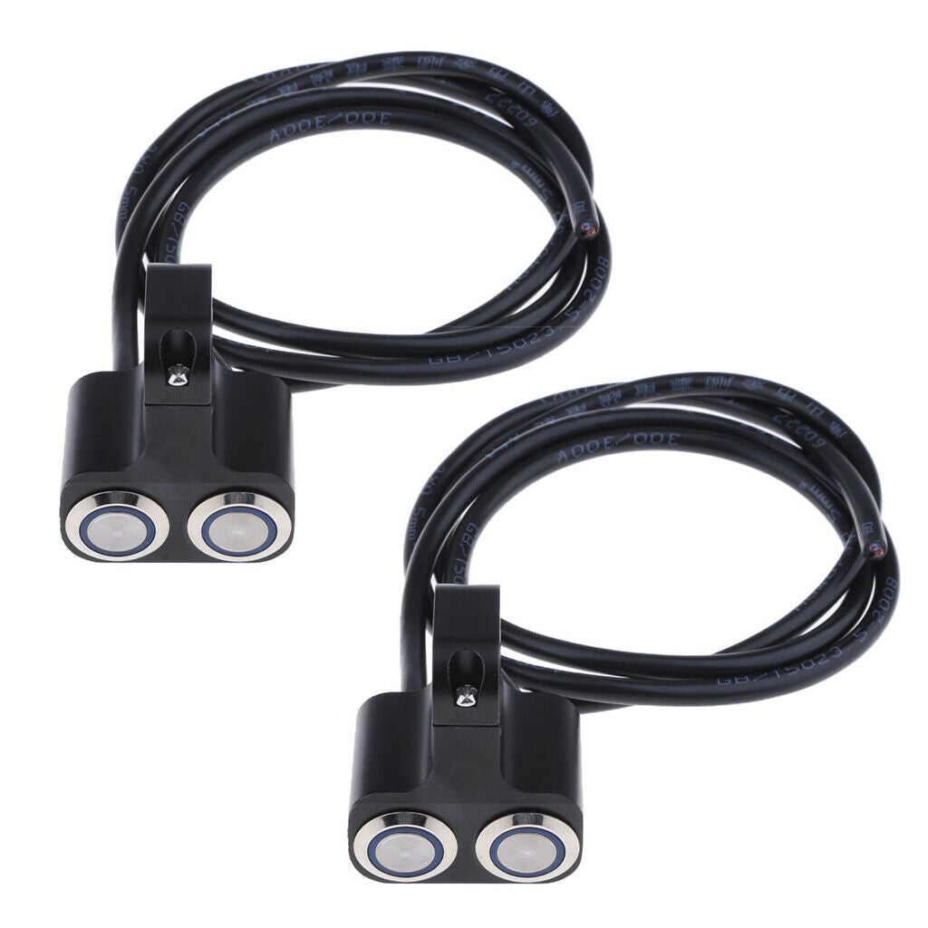 2 Pack Aluminum Motorcycle Switch Fog Spot Light On/Off Push Button with LED