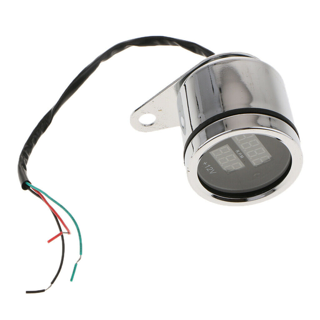 Universal Motorcycle 2 Fuel Tachometer Voltmeter Voltage LED Indicator