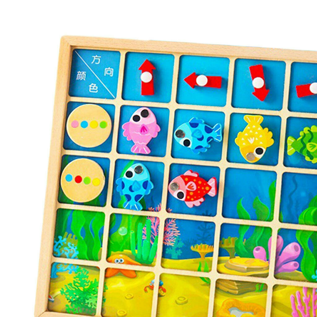Wooden Puzzle Sensory Board Direction Cognitive Arrow Fishing Enlightenment