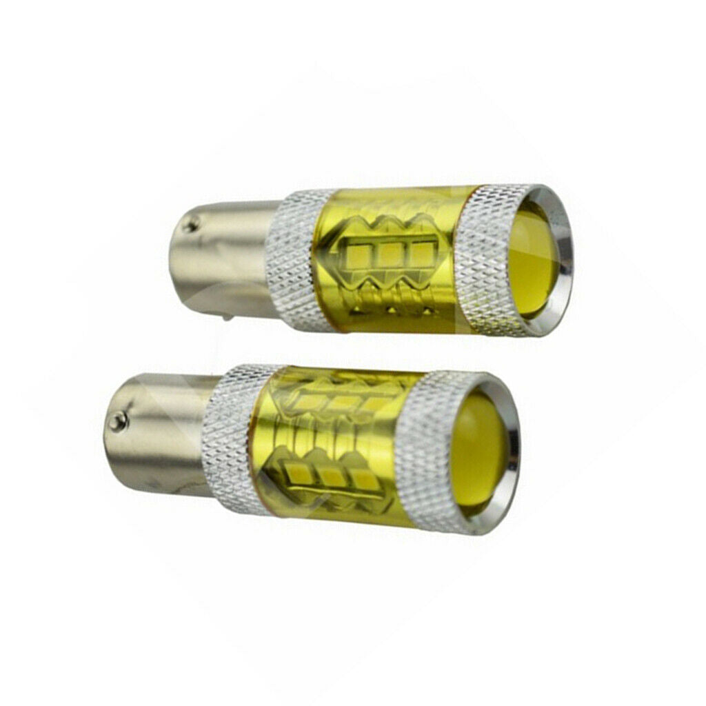 2 Pieces 1156 BA15S 80W Yellow LED Turn Signal Backup Reverse Lamp