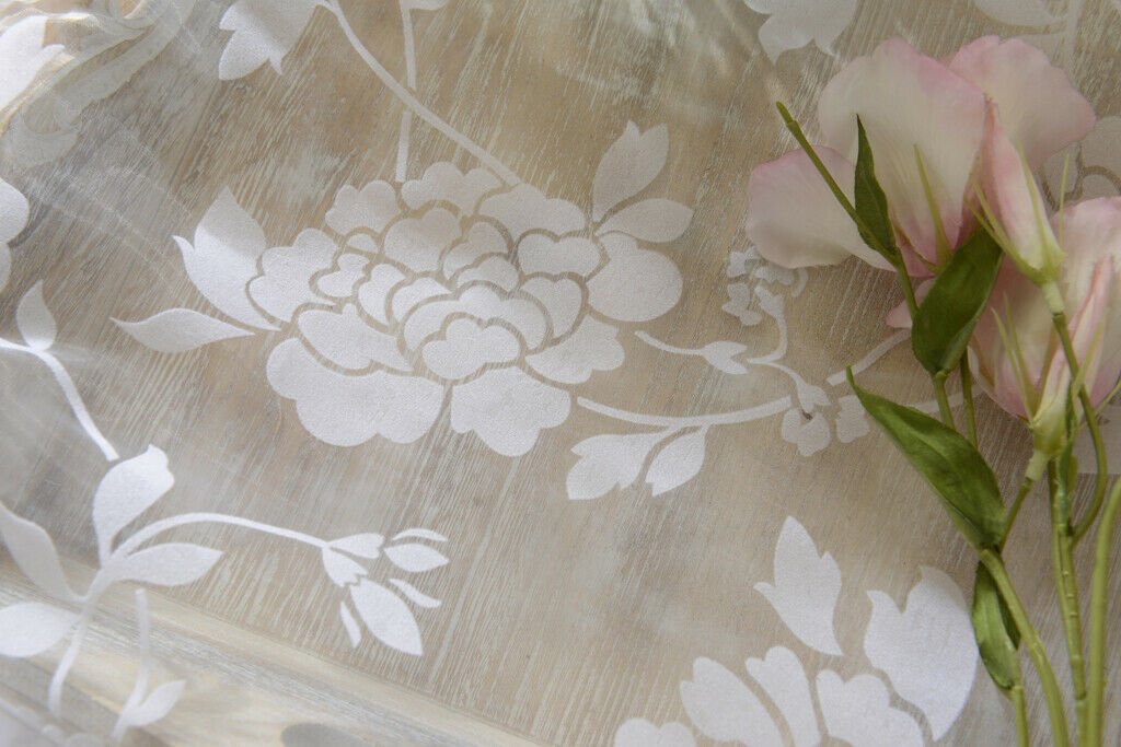 Flocking Peony Sheer Voile Curtain Window Balcony