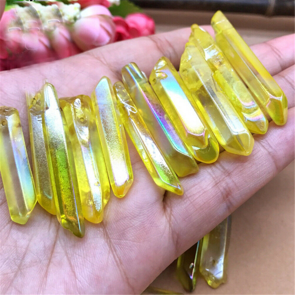 1PC Yellow Natural Quartz Crystal Stones Point Healing Treatment Stone Dec.l8