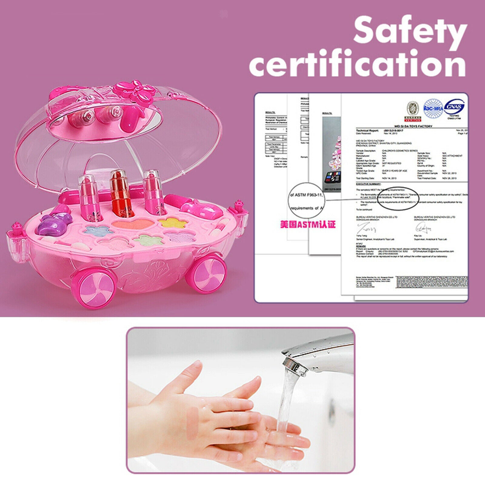 2x Safe Girls Makeup Set Washable Princess Beauty Cosmetics Dress Up Gift