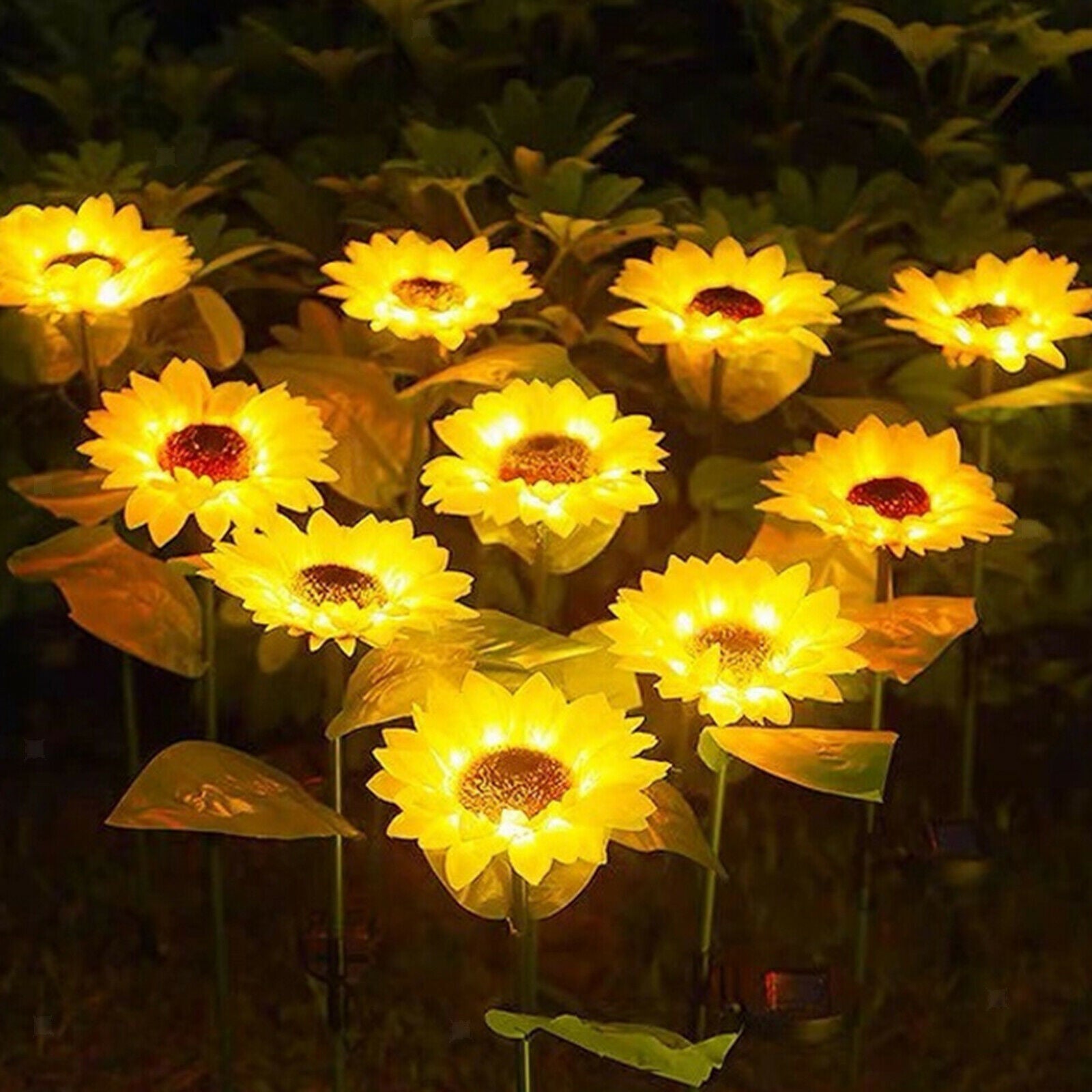 2x Yard Garden Solar Power Sunflowers Lights Stakes Lawn Pathway Patio Decor