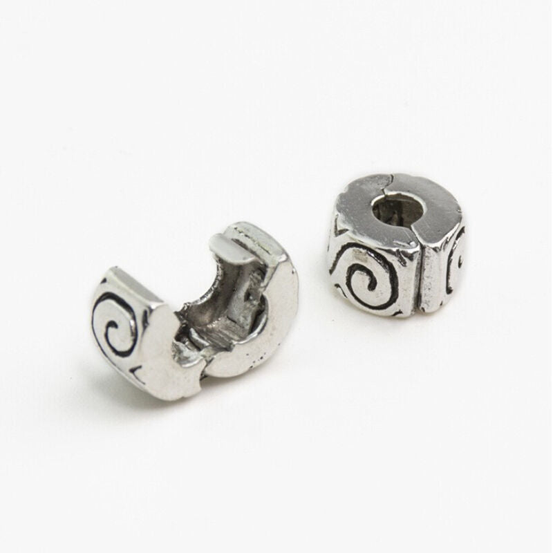 Women Clip Lock Beads Water Ripple Stopper Bead Fit Bracelets & Bangles DI.l8