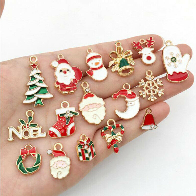 38Pcs Mixed Christmas Charms Enamel Pendants DIY Bracelet Jewelry Making Cry Tt