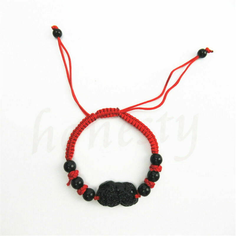 Unisex Obsidian lucky Pi Xiu Brave Troops Wrist Pipe Bracelet Knitting Bead Rope